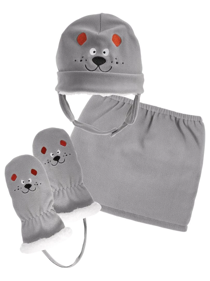 Moufles Ours 2/4 ans Gris Gris Gris