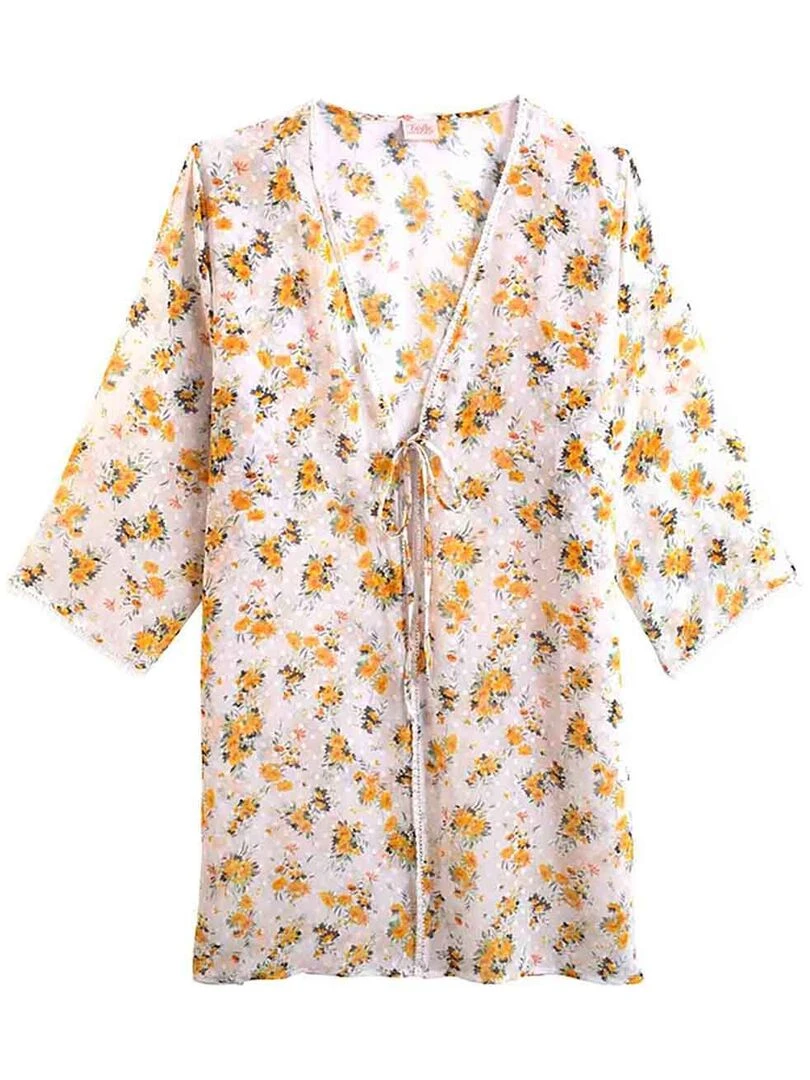 Kimono CONVENANCE Brigitte Bardot Blanc Jaune
