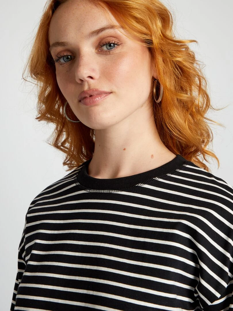 T shirt marinière en jersey   NOIR