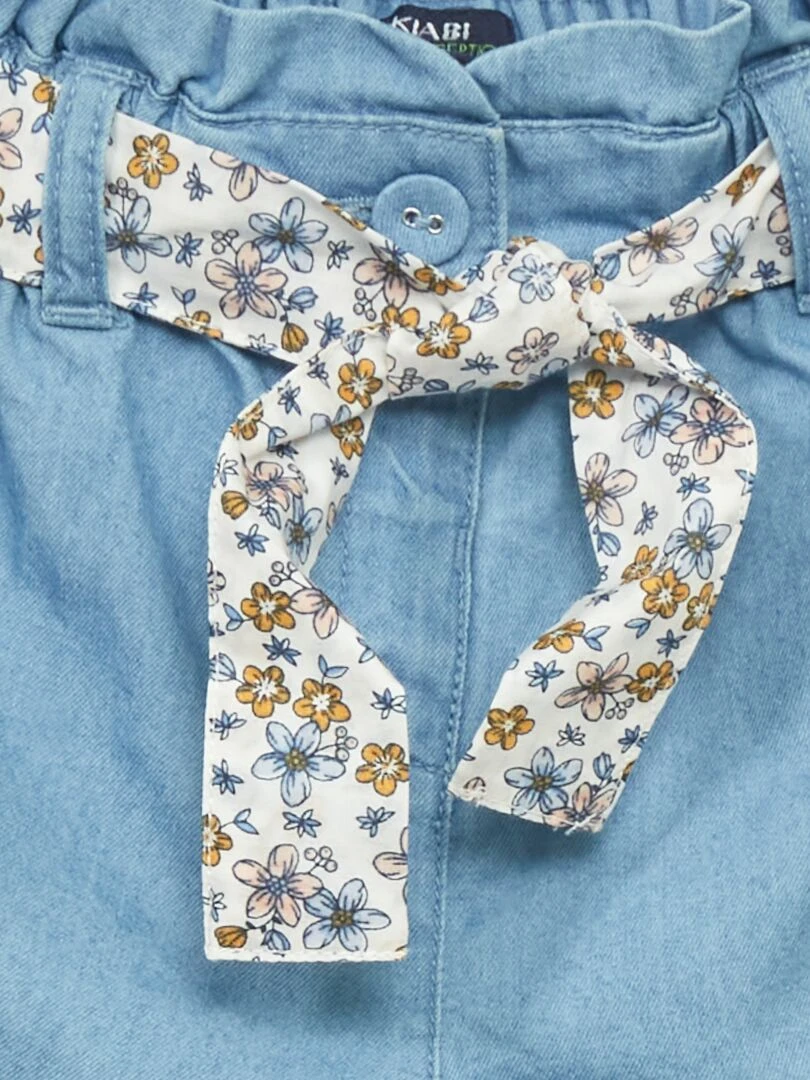 Short en denim avec ceinture   Blanc