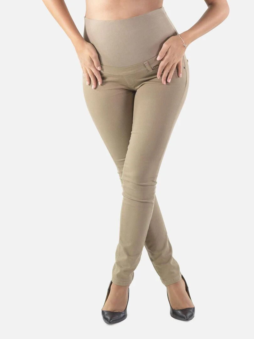 Pantalon de grossesse en coton Coupe slim Beige   Beige