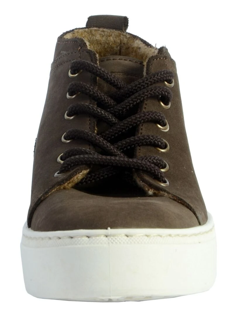 Basket Montante Cuir Natural World Media Nappa Wool   Marron