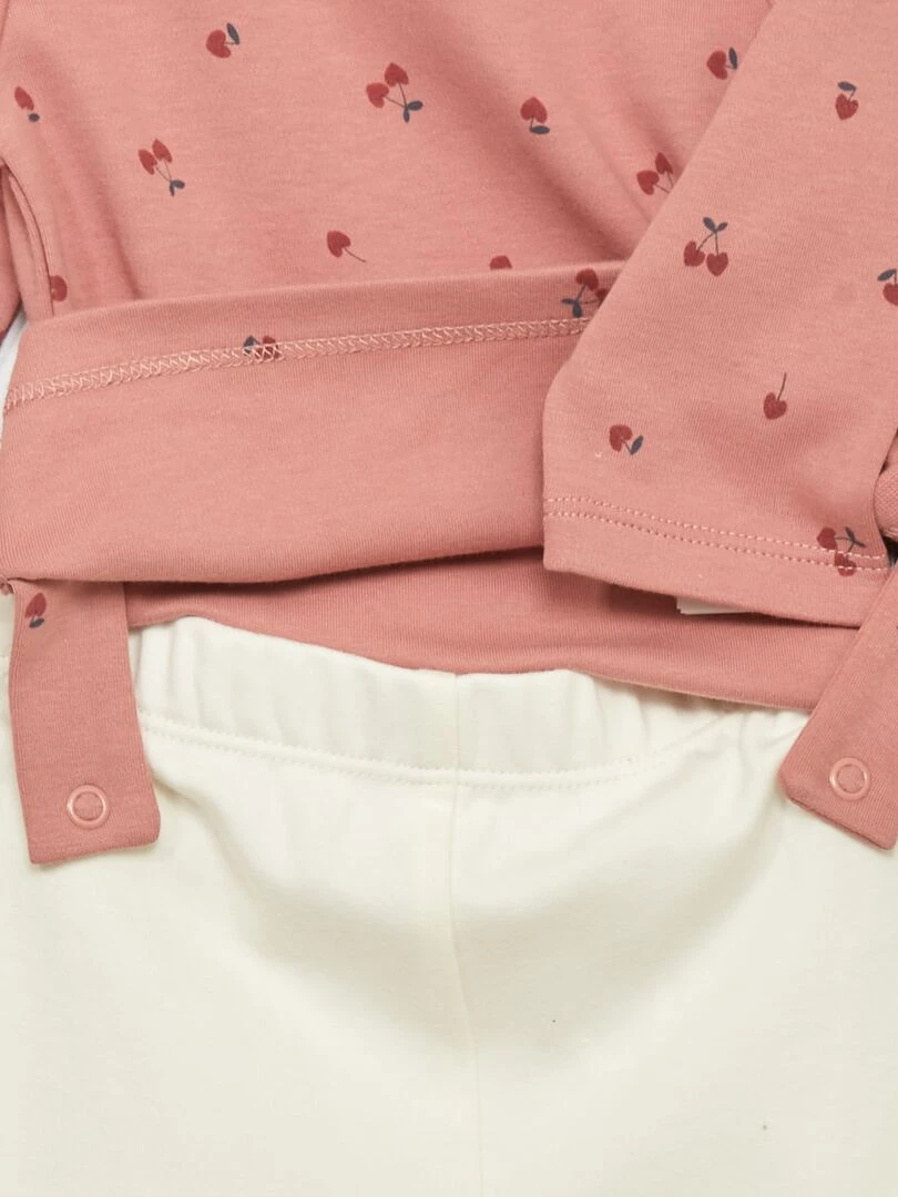 Ensemble pyjama en interlock   2 pièces   Rose