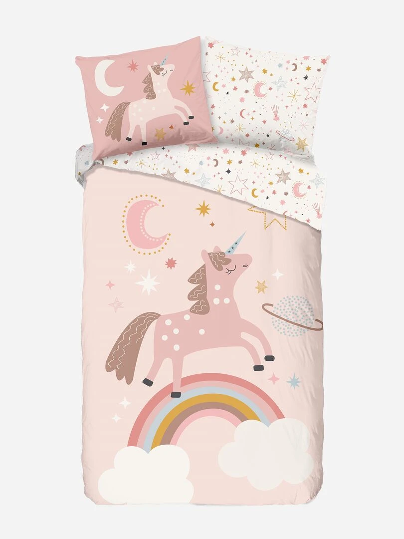 Parure de lit 1 personne Rose