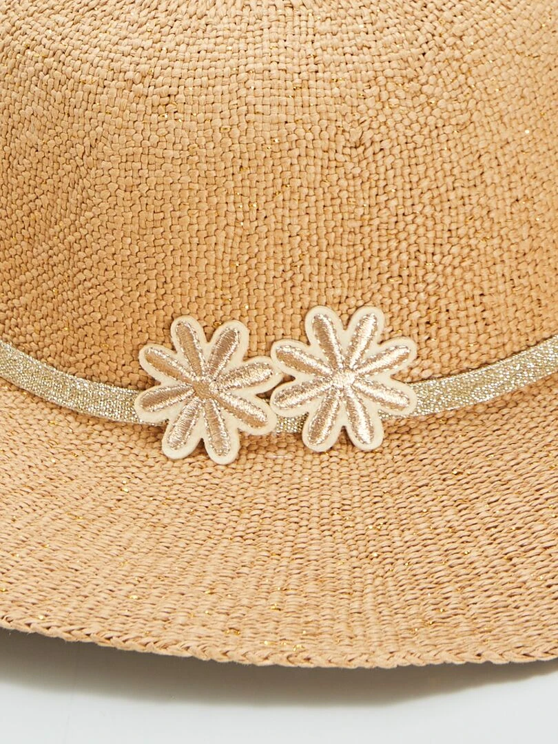 Chapeau de paille pailleté   Beige