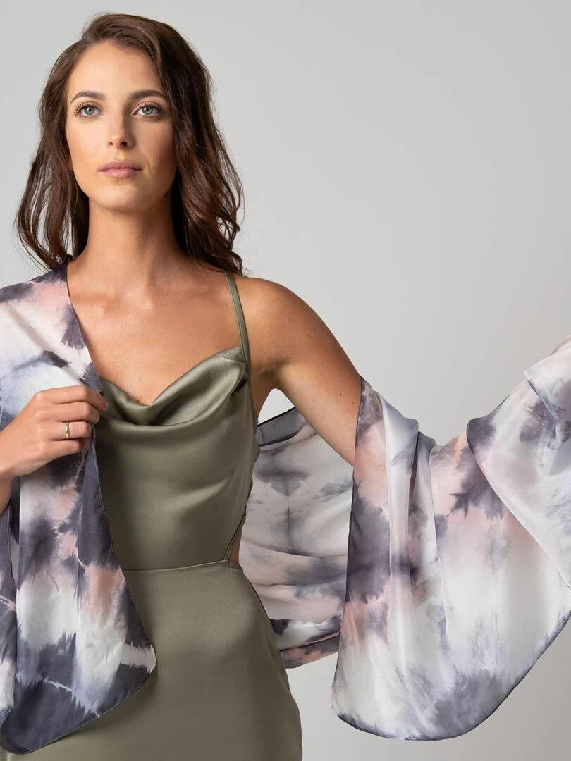 Etole Soie Tie Dye Hana 100% Soie VietNam Gris