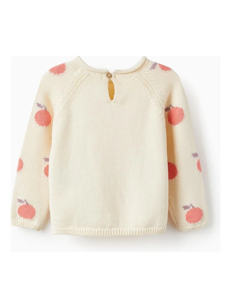 Pull en Maille de Coton pour Bébé Fille 'Apricots' SICILIAN DAYS Ecru