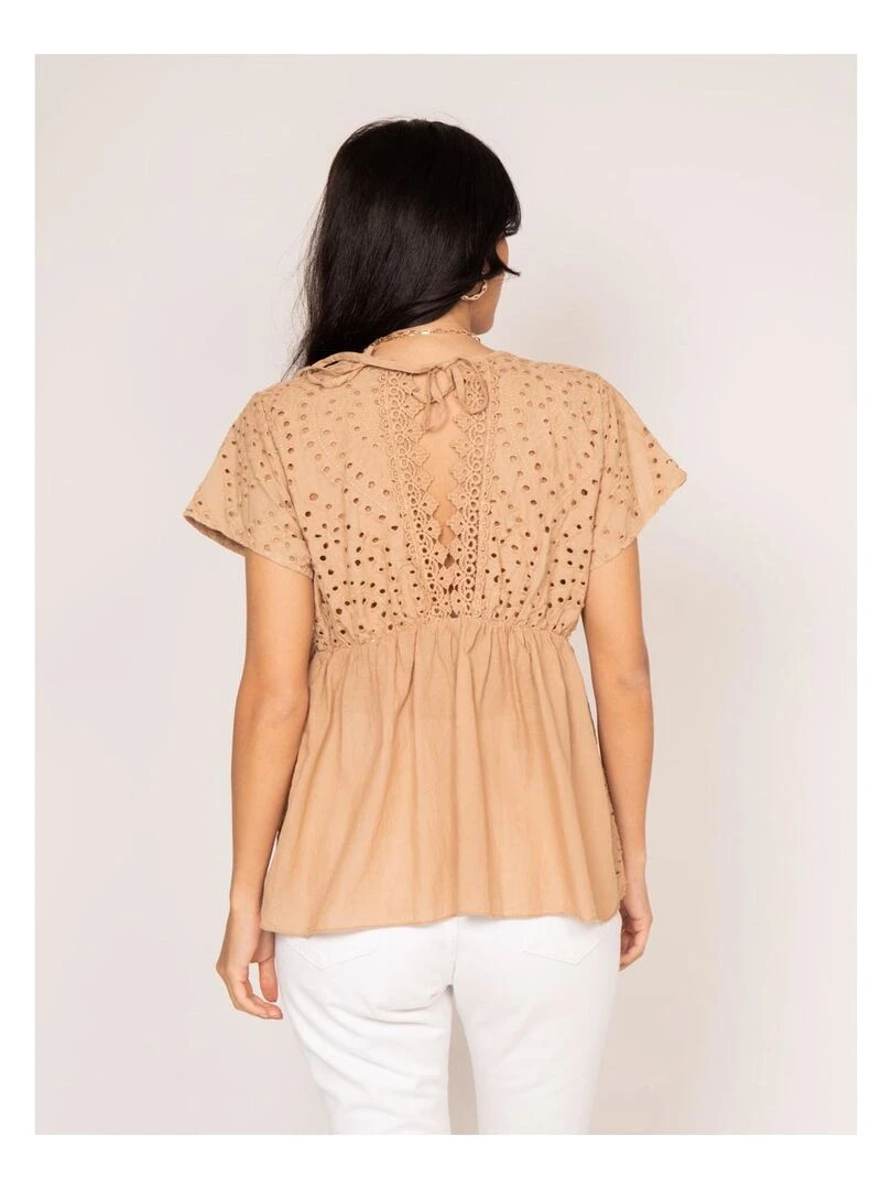 Blouse broderie anglaise FADIA Beige