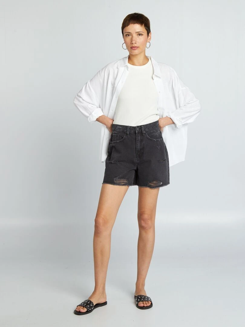 Short taille haute à abrasions Gris anthracite