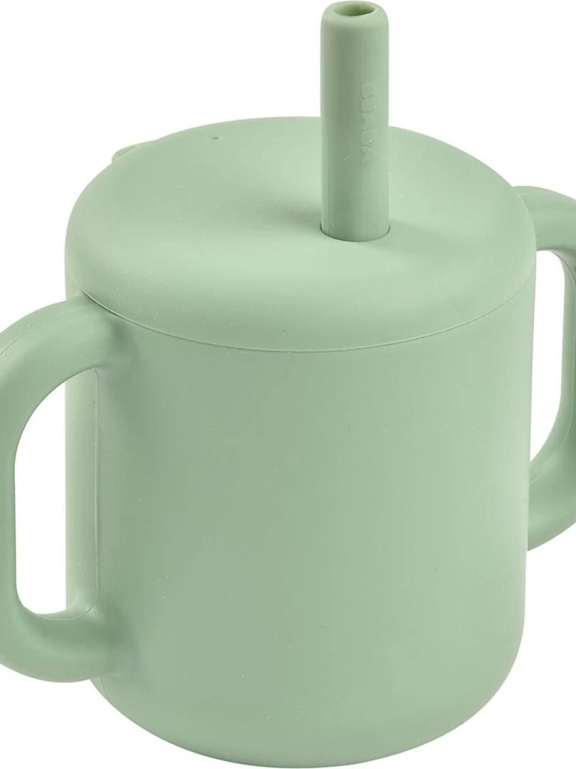 Tasse paille silicone sage green   Vert