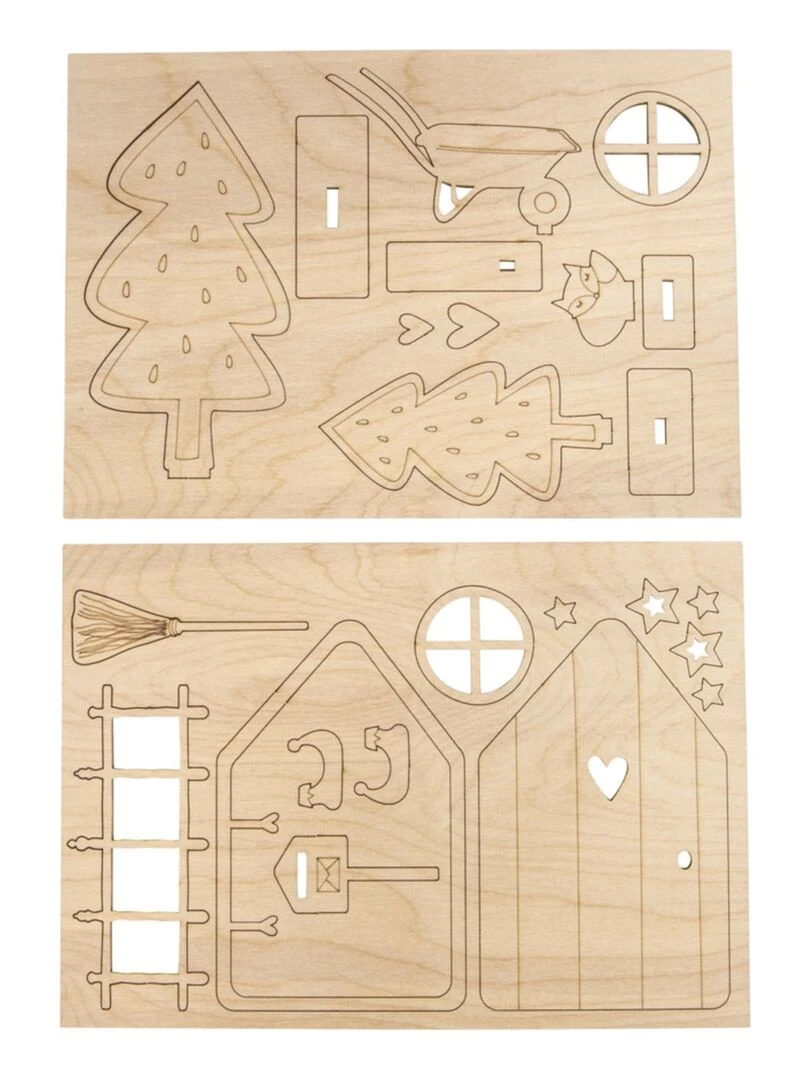 Mini scène de Noël à monter 24 pièces Marron