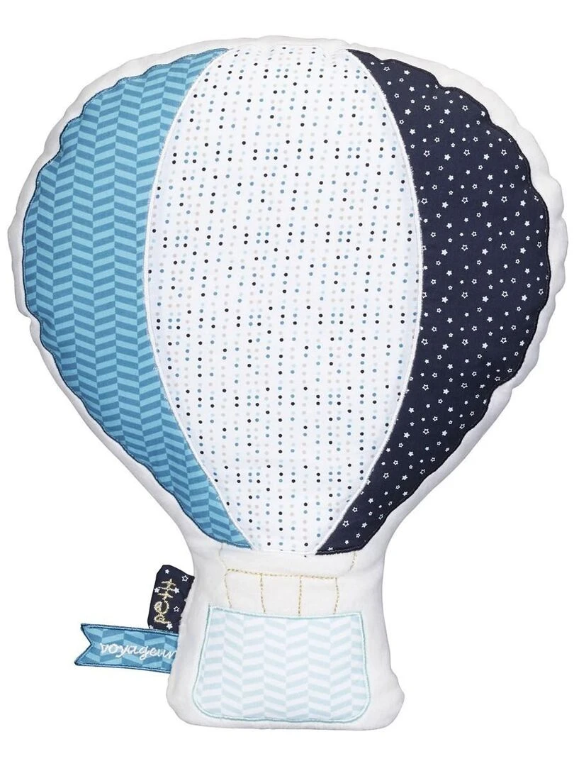 Coussin mongolfiere en coton bleu SAUTHON Bleu