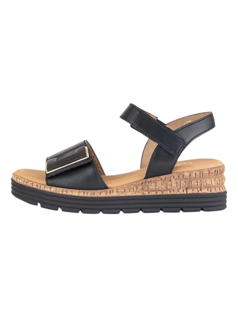 Sandale Compensé Cuir Gabor Lamina Noir