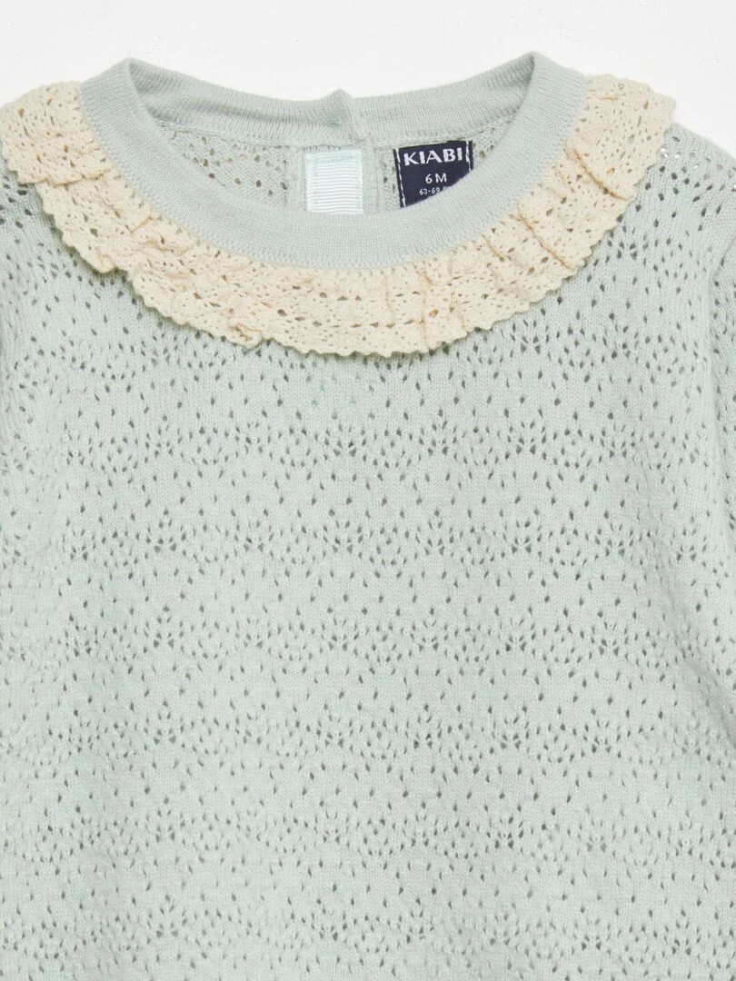 Pull avec col macramé   Bleu