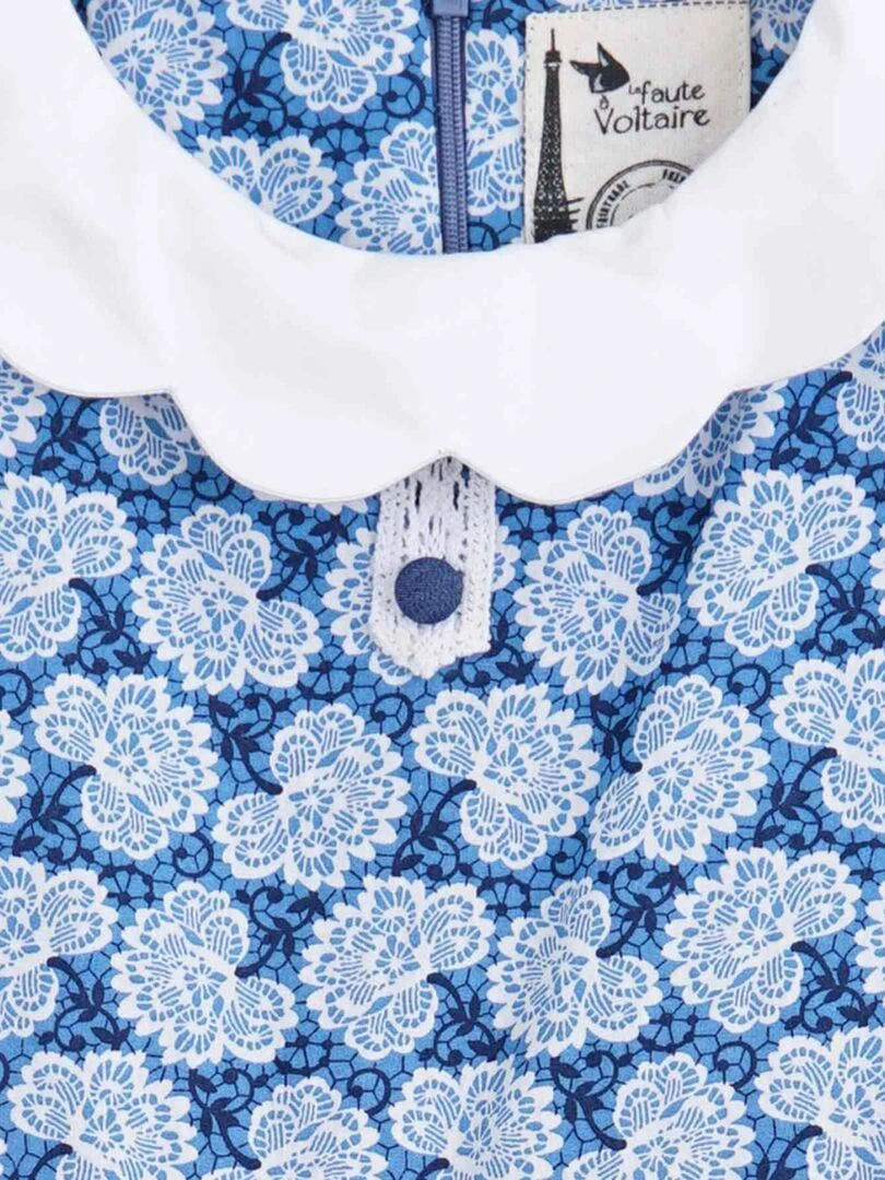 Robe Cérémonie Fille  Fleurie Bleu Roi Dentelle Blanche  HEPBURN   La Faute à Voltaire   Bleu