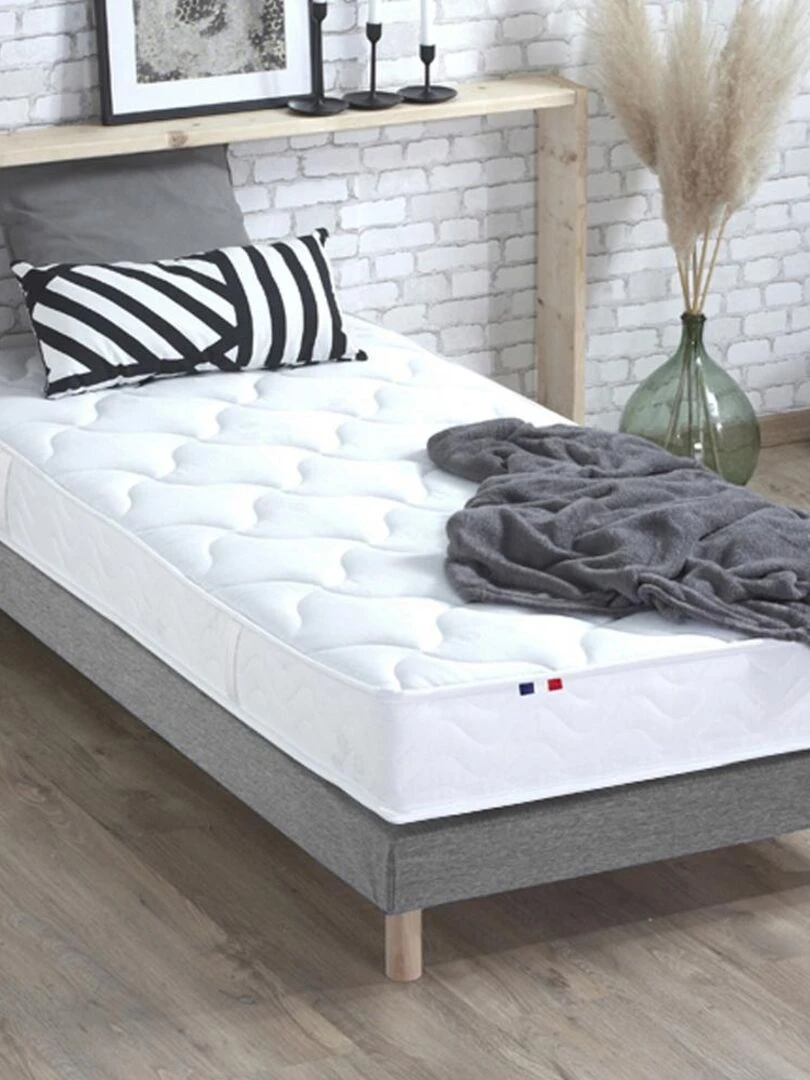 Ensemble Matelas 100% latex 3 zones ESSENTIEL + Sommier Fabriqué en France Sommier Gris chiné Gris moyen