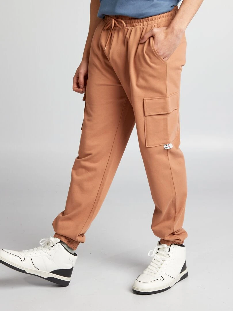 Pantalon de jogging avec poches multipoches Marron