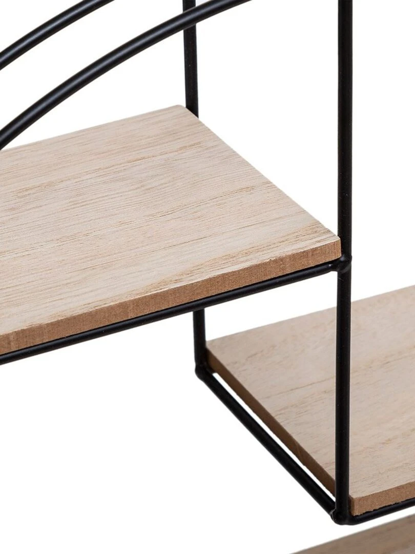 Étagère murale métal et bois ronde noir Noir