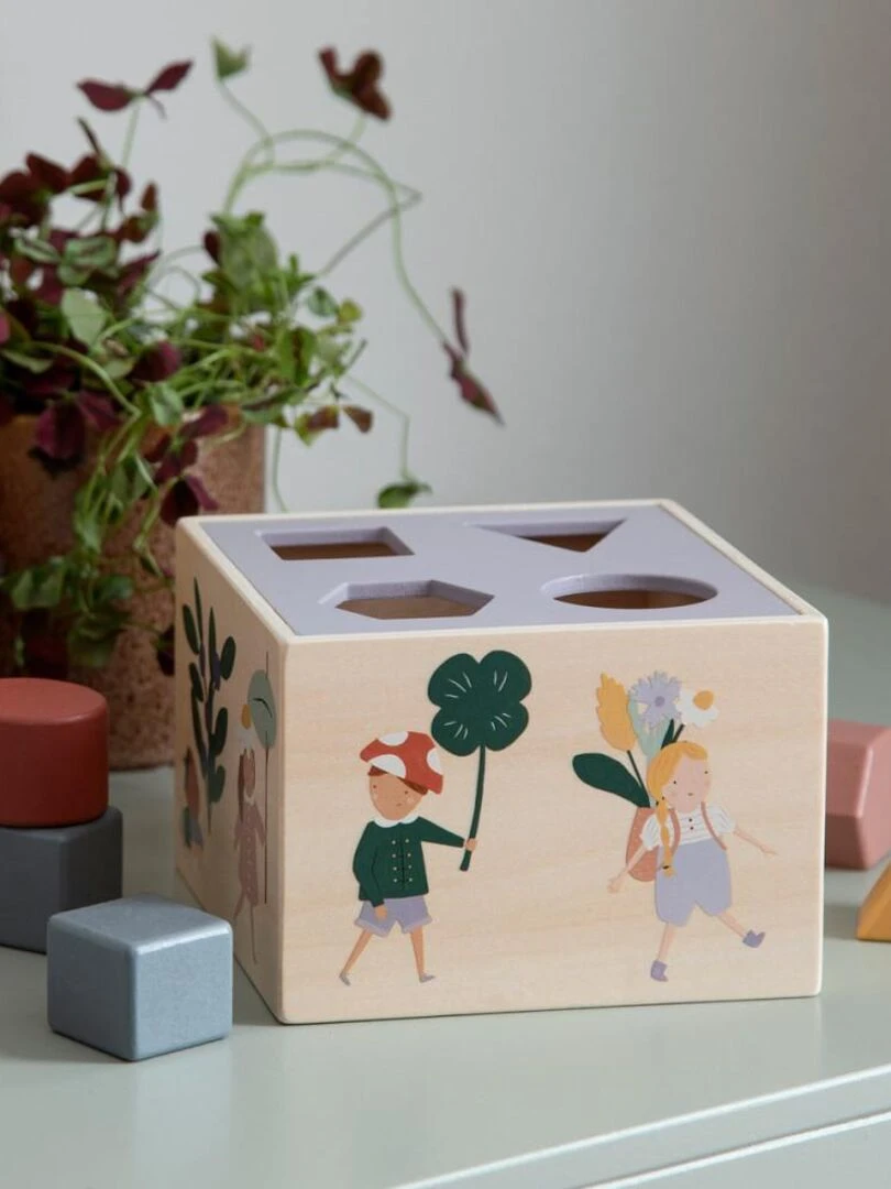 Cube à formes en bois Pixie Land Sebra Multicolore