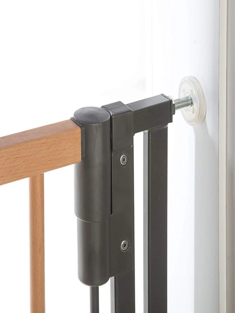 Barrière Easy Lock Wood Plus Avec Adaptateur Escalier (84 À 92 Cm)   Beige