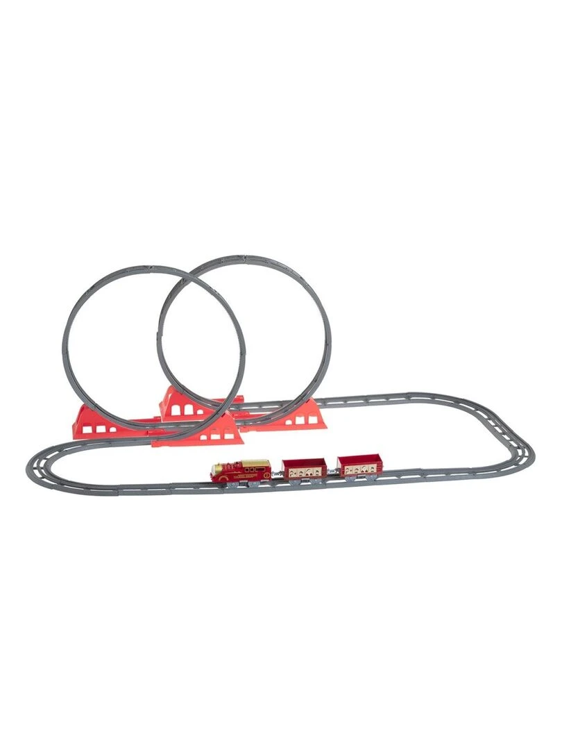 Train électrique looping 47 pièces village de Noël Rouge