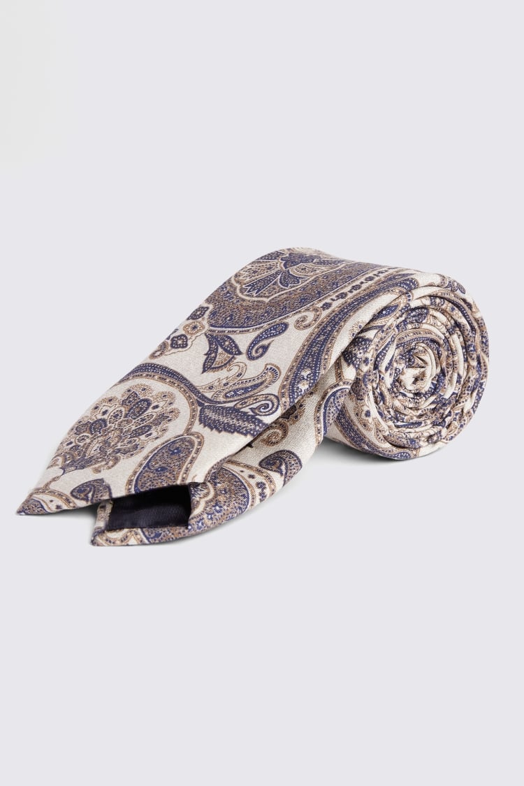 Bottinelli Neutral Silk Paisley Tie Buy Online at Moss