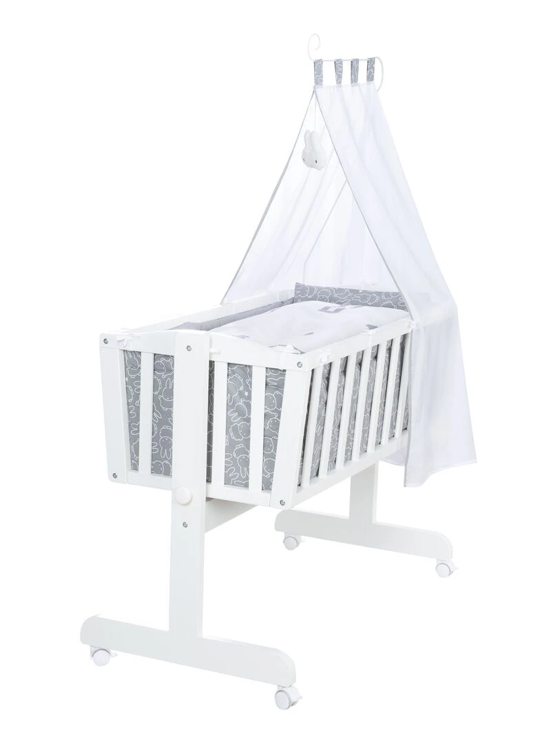 ROBA Berceau miffy® 40x90 cm + Équipement Complet Bois Laqué Blanc Blanc