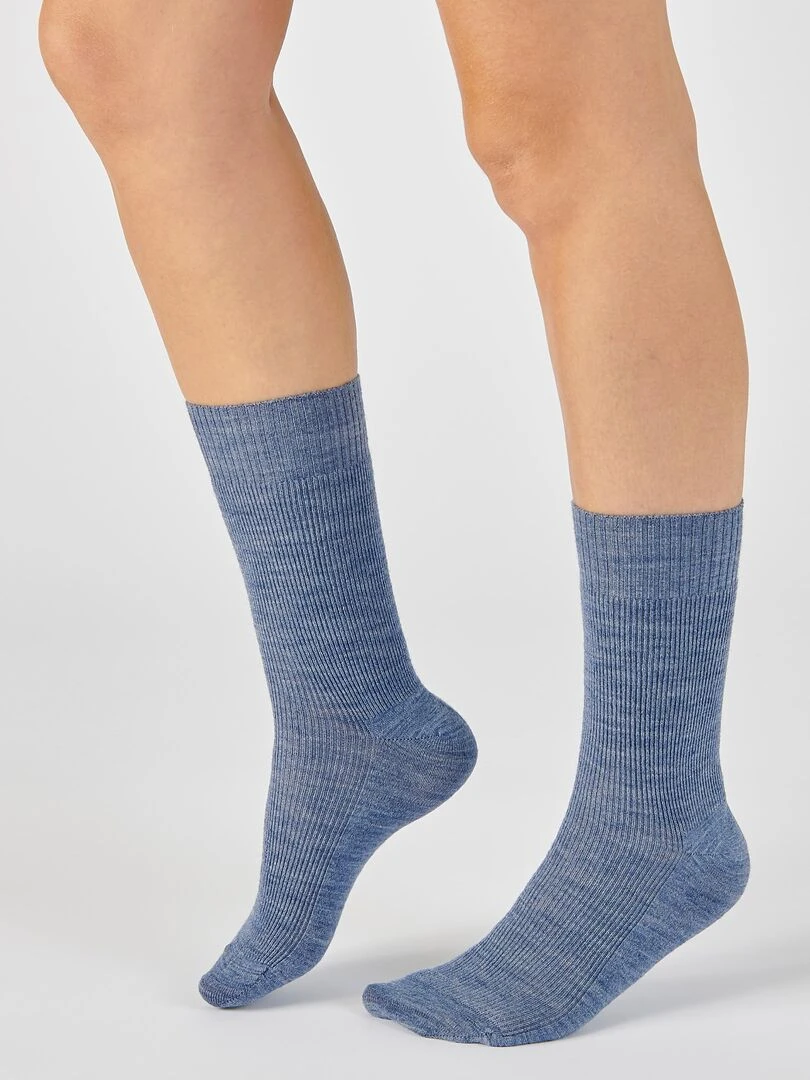 Lot de 2 paires de chaussettes mélange laine et Thermolactyl Damart Bleu