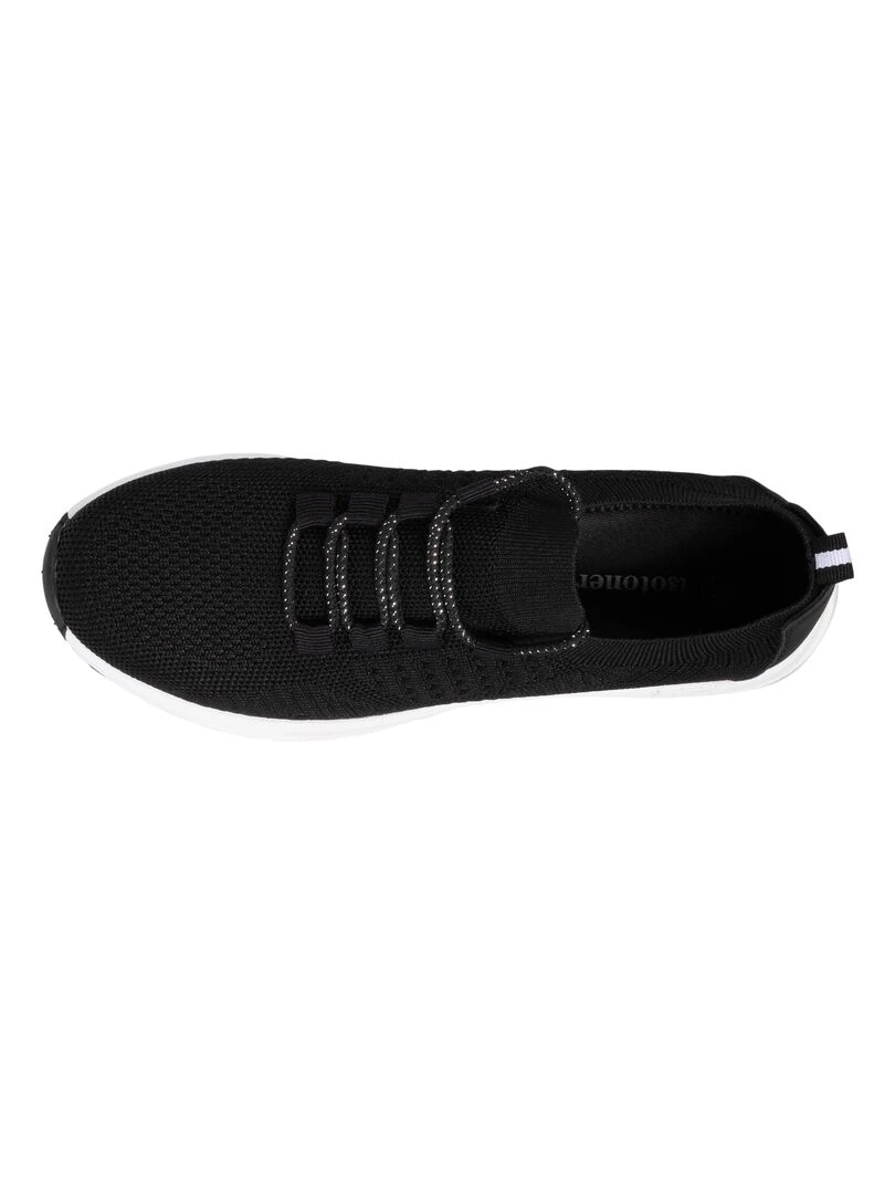 Baskets Confort Femme Slip on à lacets Noir Noir
