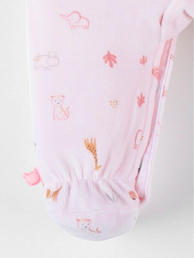 Pyjama 1 pièce à imprimé animalier en velours  clair   Noukie's   Rose