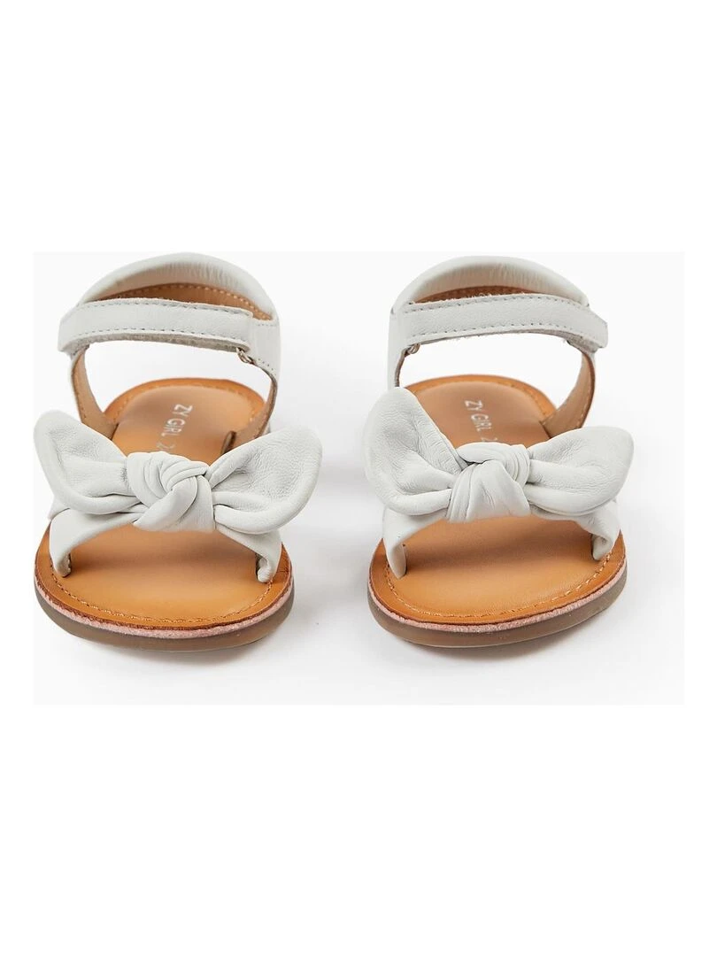 Sandales en Cuir avec Nœud Bébé Fille BROTHERS&SISTERS Blanc