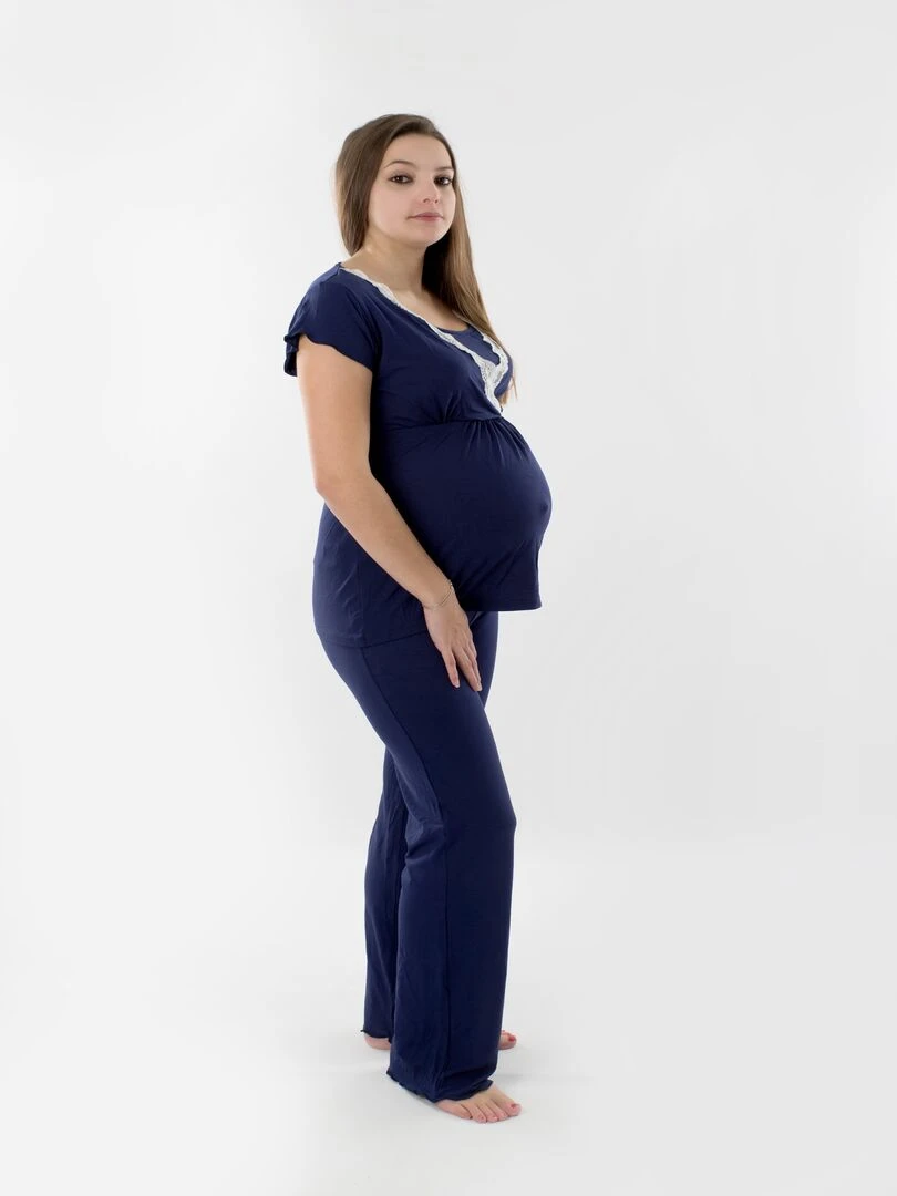 Pantalons de pyjama de grossesse 'Bogema' Bleu marine