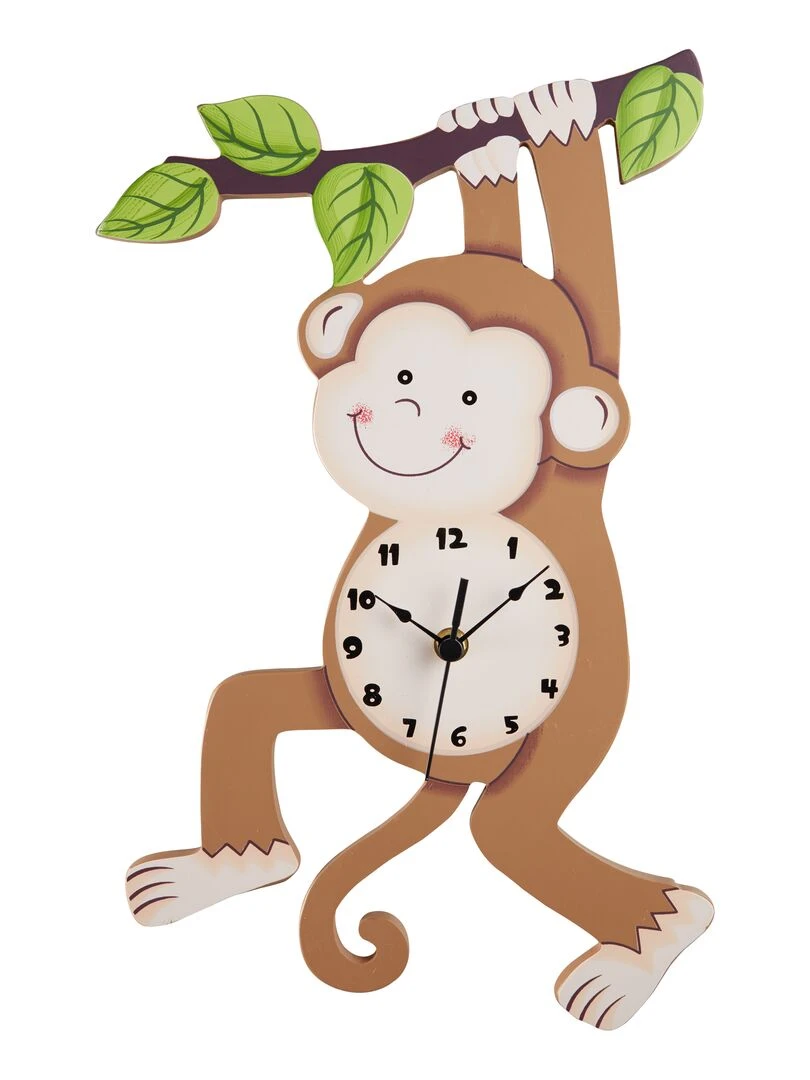 Horloge murale enfant Sunny Safari pendule bois décor chambre bébé TD 0081AR Marron