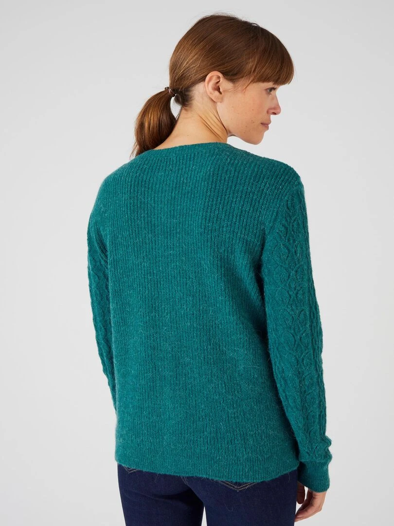 Cardigan jeu de maille mélange alpaga   Damart   Vert