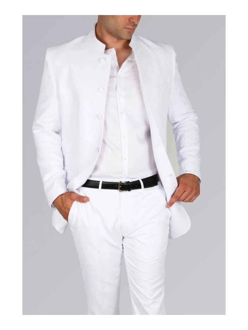 Veste col mao Kebello Blanc Blanc