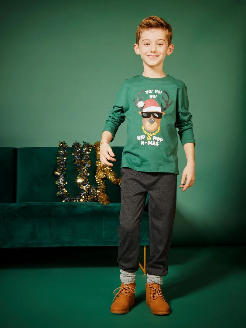 T shirt 'noël' manches longues   Vert