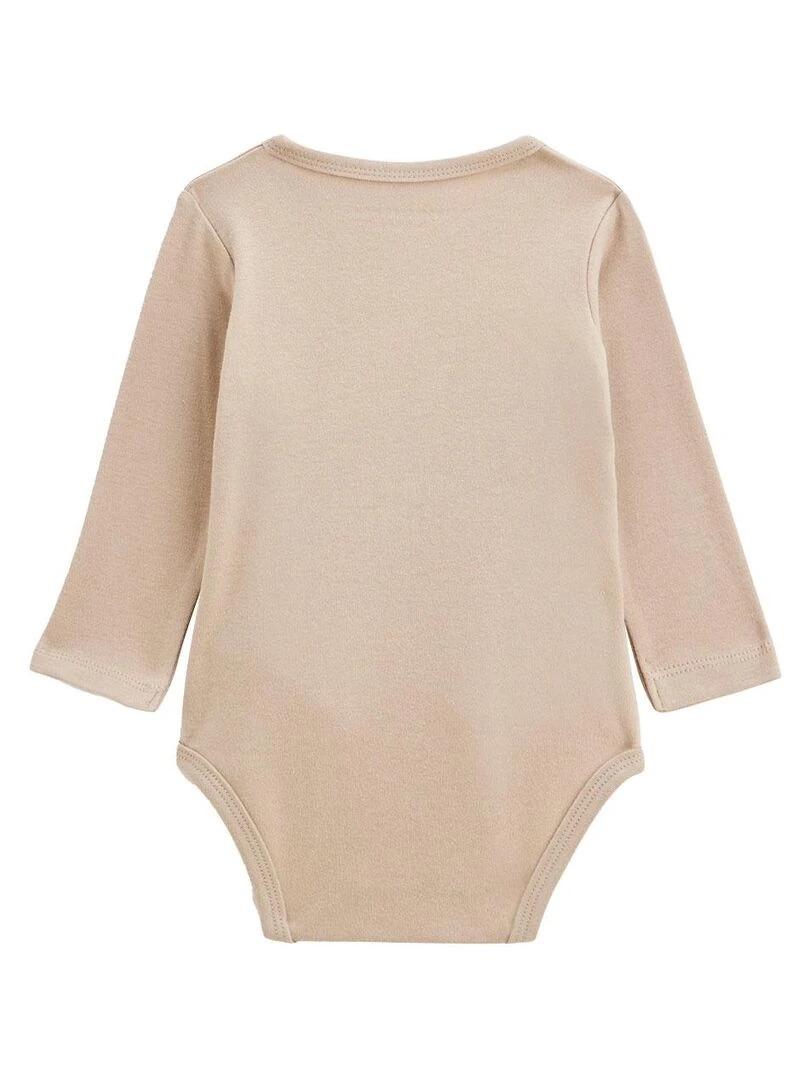 Lot de 2 bodies bébé manches longues ouverture croisée Noisette   Ecru