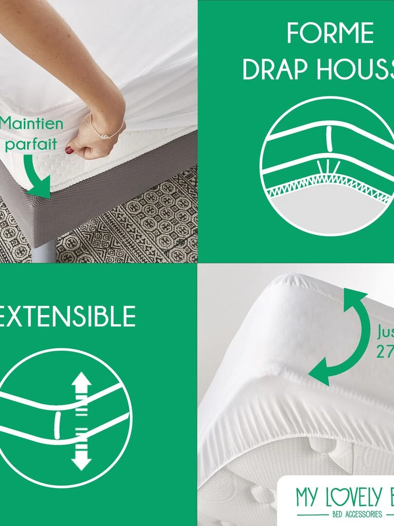 Protège Matelas Bamboo 160x200   Soyeux et Confortable   Aspect Aéré et Silencieux   Blanc