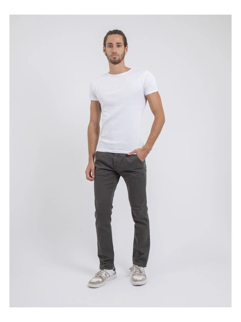 Pantalon chino coupe ajustée VALBACOL   Gris foncé