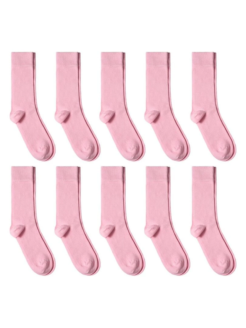 Chaussettes Jersey Coton Lot 10 Paires Fabrication UE Rose