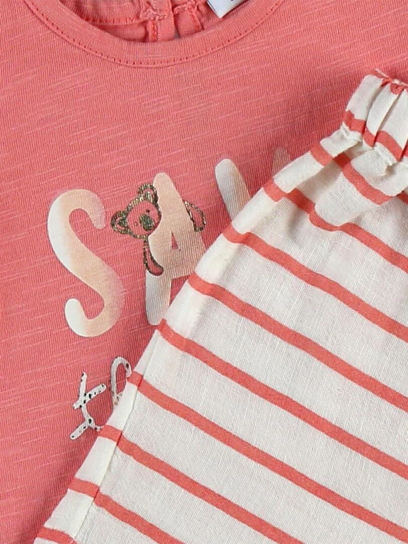 Set t shirt + short en coton BIO    Noukie's   Rose
