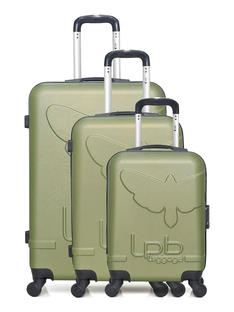 LPB LUGGAGE SET DE 3 ABS NORINE A 4 ROUES Vert kaki