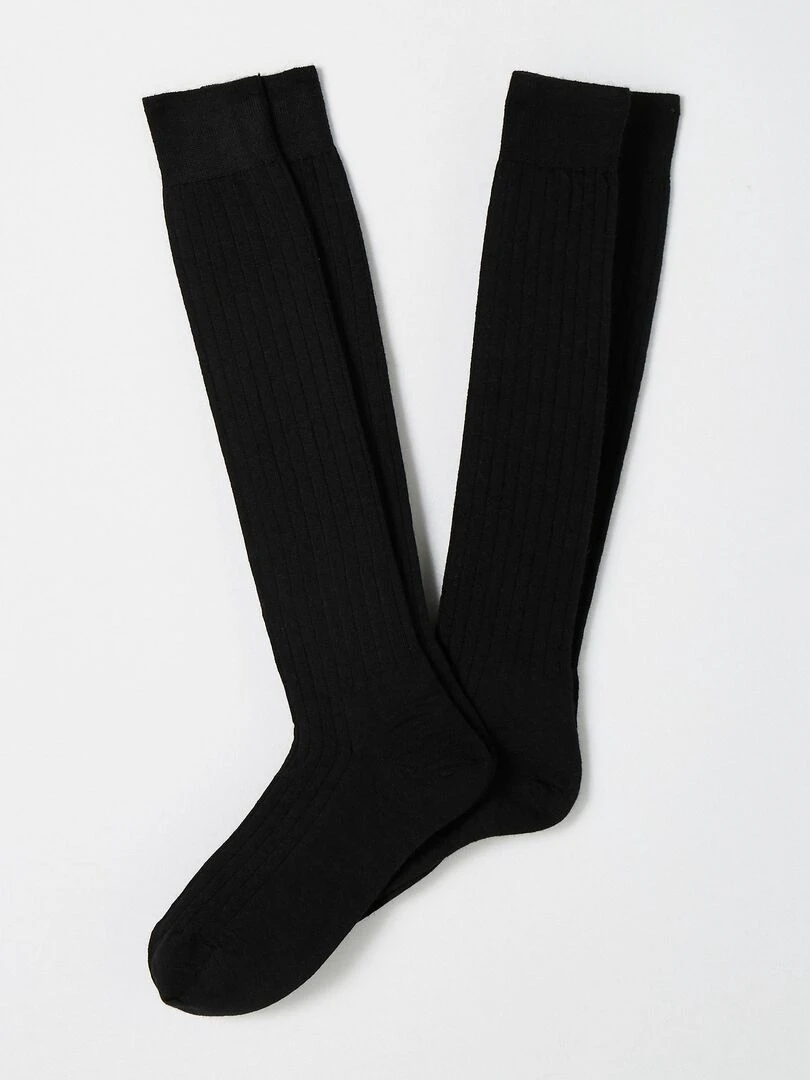 Lot de 2 paires de mi bas mélange laine Mérinos Damart Noir