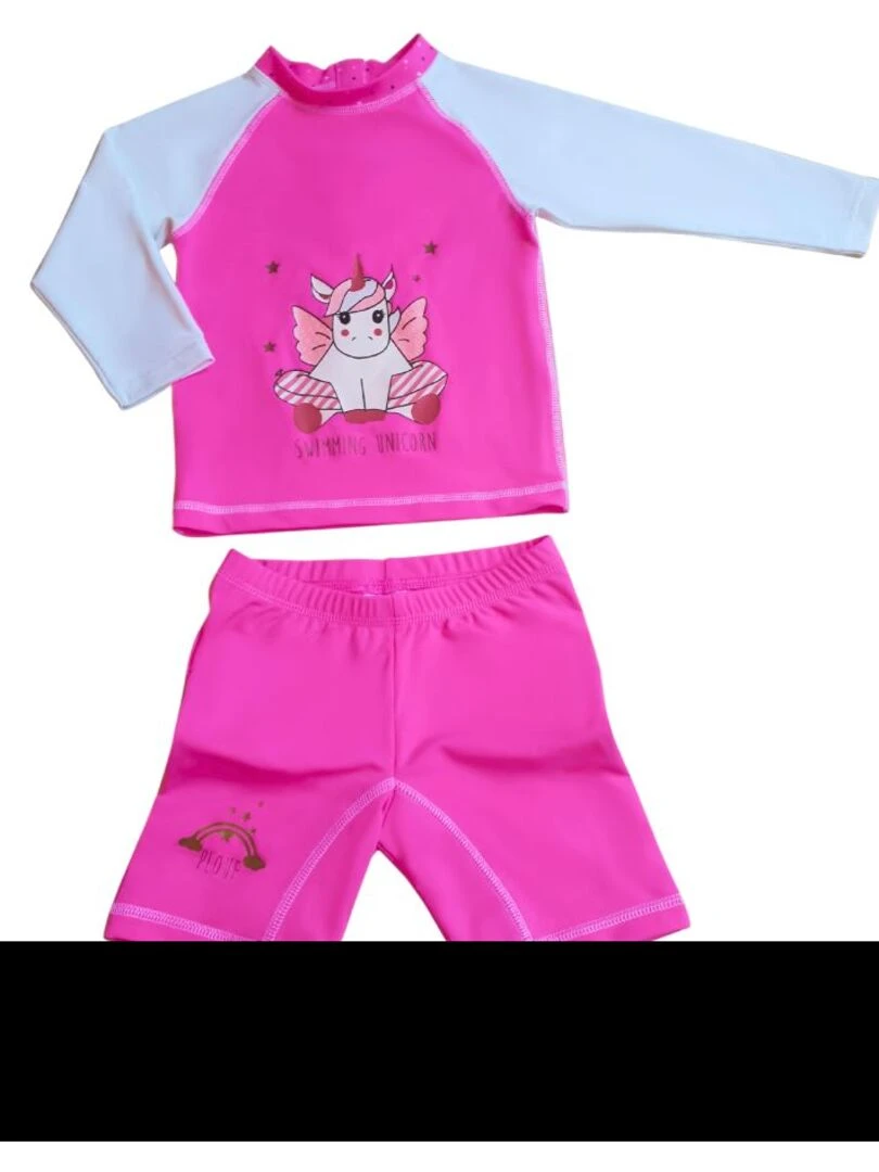 Ensemble enfant Anti UV fille : Licorne Rose Rose
