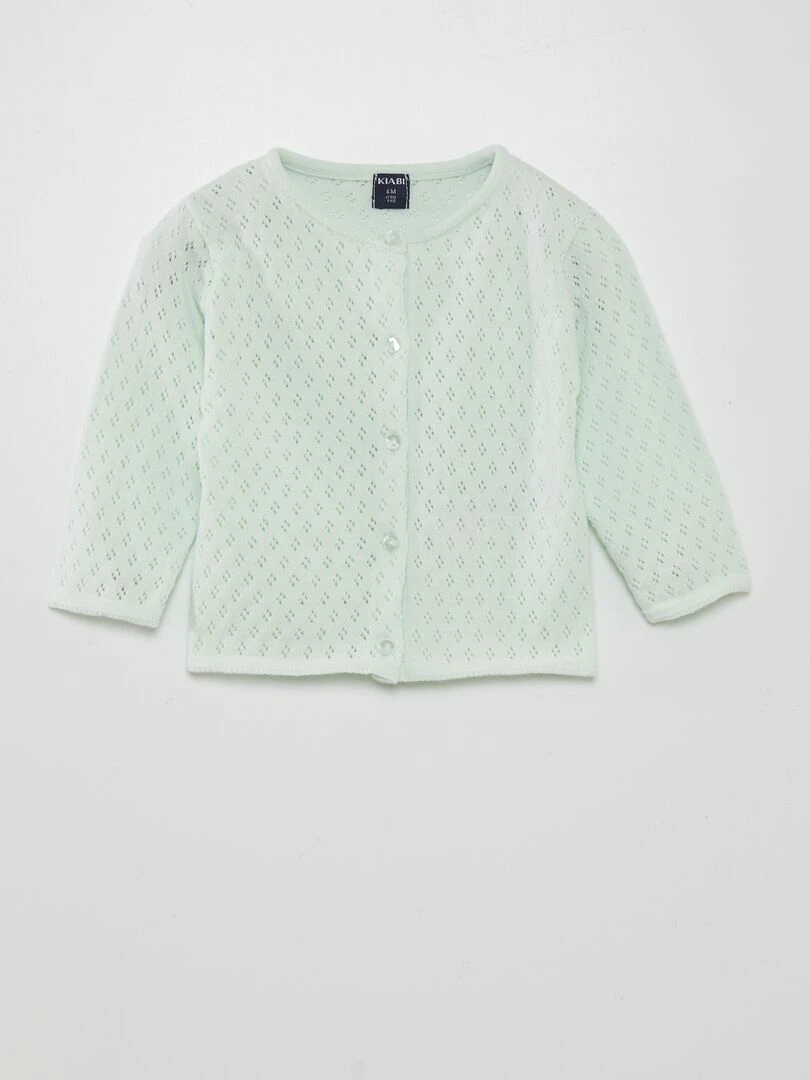 Gilet en maille pointelle Vert