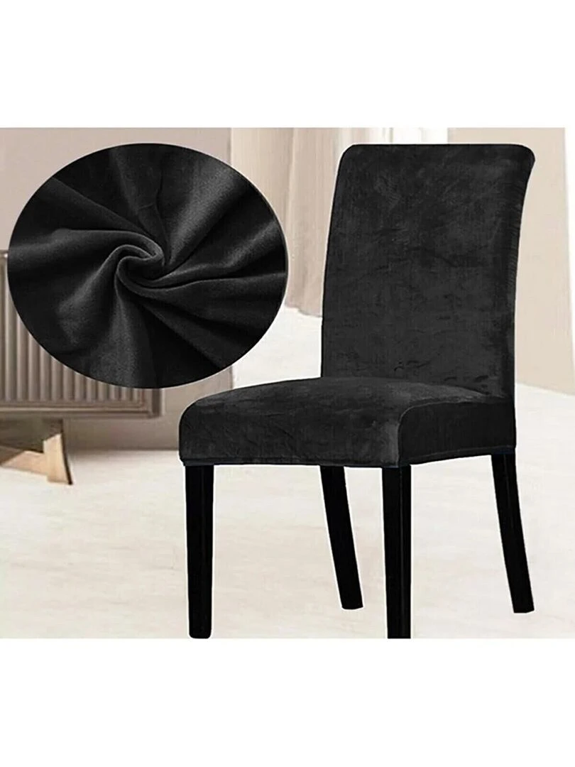 Lot de 6 Housses de chaise velours Noir Noir