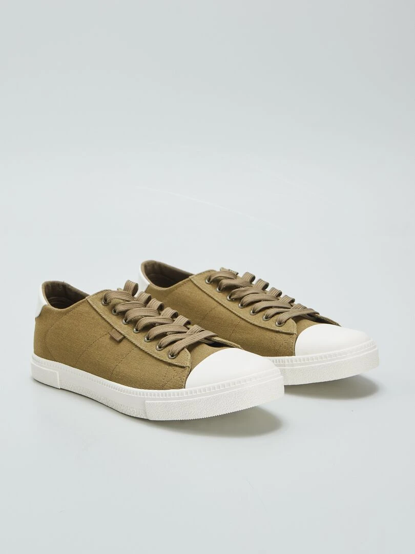 Baskets basses en toile Kaki