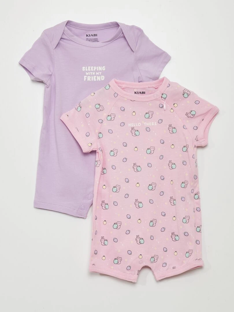 Lot de 2 barboteuses Rose