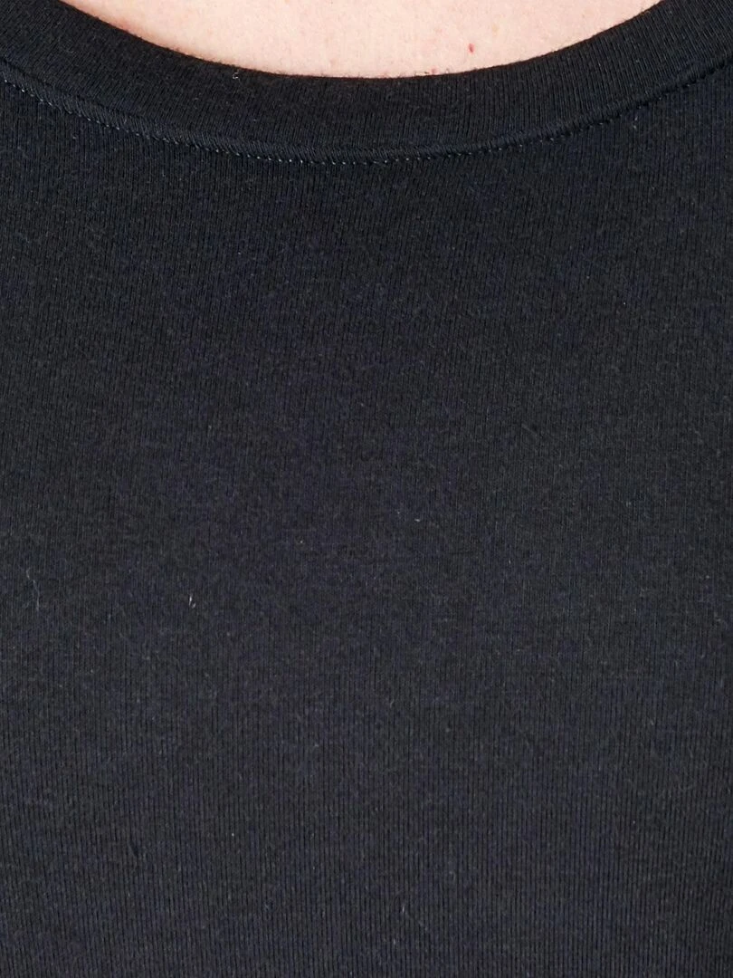 T shirt fine côte Thermolactyl Sensitive encolure dégagée Damart Noir