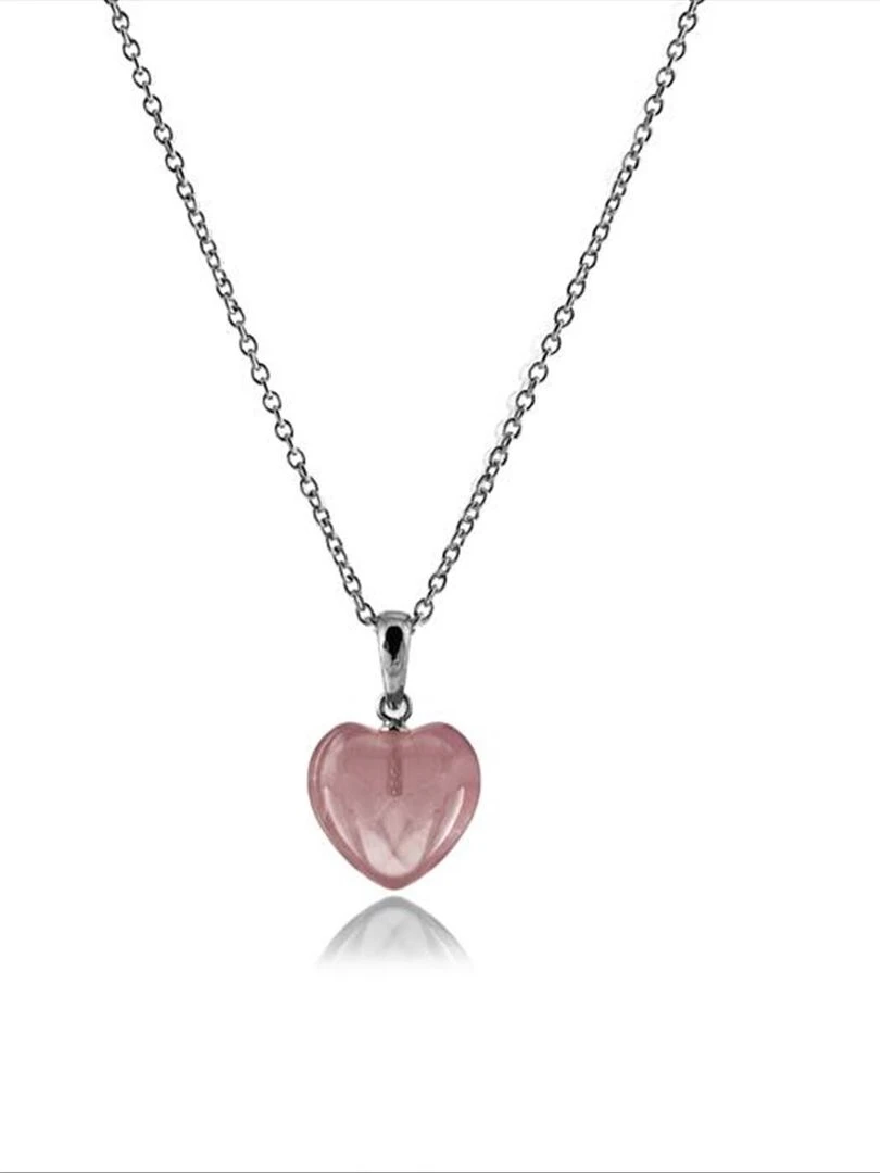 Collier en argent 925 et quartz rose rhodié Rose